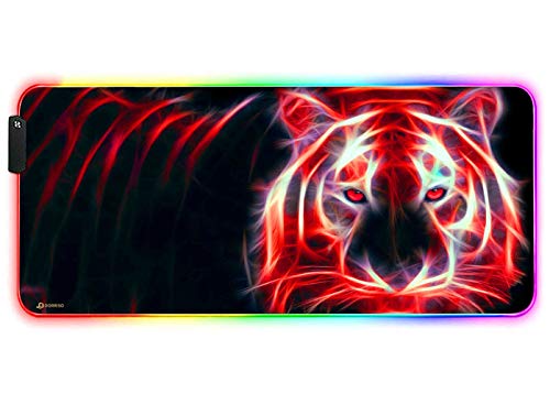 DORRISO Gaming Mauspad RGB Große XXL 900x400x4 mm LED Fransenfreie Ränder Wasserdicht Tischunterlage Matte Rutschfest Matte Computer PC Professionelle Gamer Gaming Mousepad Tiger A von DORRISO