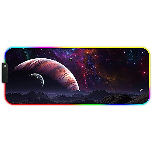 DORRISO RGB Gaming Mauspad Große 800x300x4 mm LED Schreibtischunterlage XXL Große Mousepad Wasserdicht Anti Rutsch Matte für Computer PC Professionelle Gamer Gaming Mousepad Sternenklarer Himmel von DORRISO