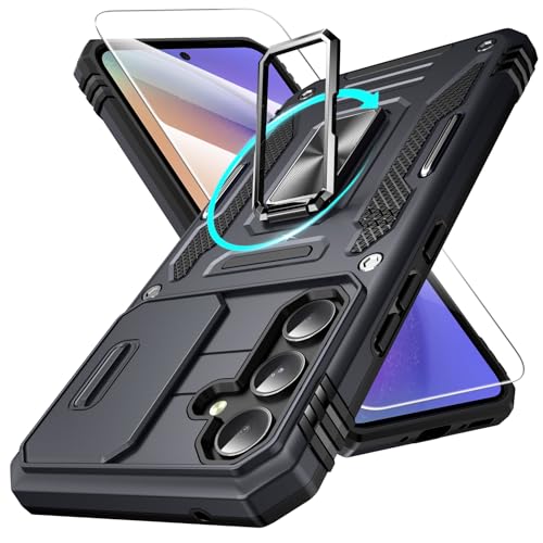 Defend Handyhülle für Samsung Galaxy A54 5G Hülle mit Magnetische Ring Ständer [2X Vergrößerung Metallplatte für Autohalterung] Militärischer Stoßfest Rugged Case Unzerstörbar Schutzhülle von DOSNTO