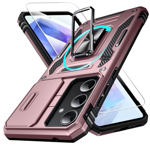 Defend Handyhülle für Samsung Galaxy A55 5G Hülle mit Magnetische Ring Ständer [2X Vergrößerung Metallplatte für Autohalterung] Militärischer Stoßfest Rugged Case Unzerstörbar Schutzhülle von DOSNTO