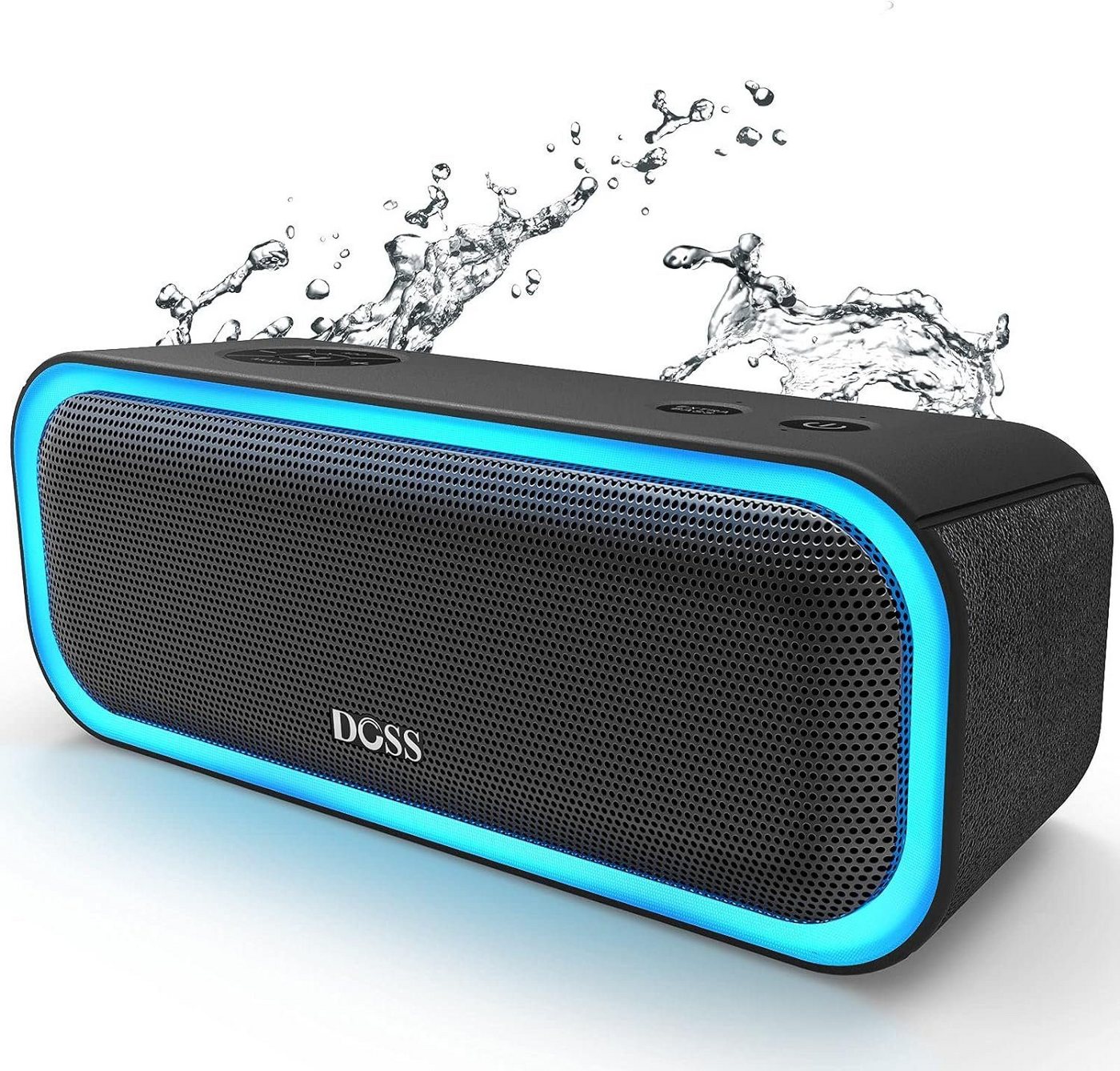 DOSS Bluetooth-Lautsprecher Stereo (Bluetooth, 20 W, 20W, Mehrfarbige Lichter, IPX6 Wasserdicht, 20h Akku, Stereokopplung) von DOSS