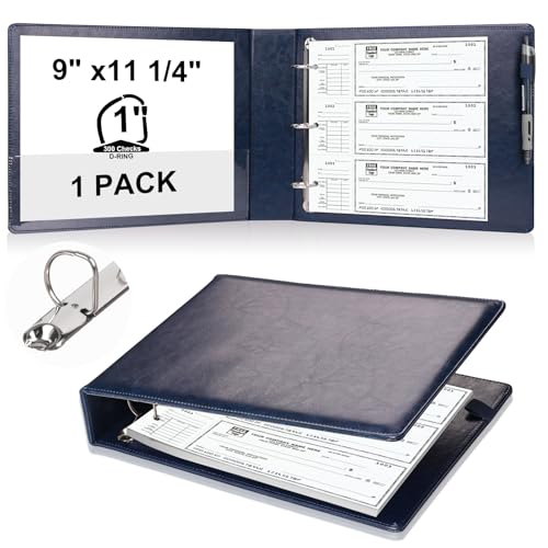 3 Ringe Scheckbuch 2,5 cm D-Ringbuch PU-Leder Business Check Binder 22,9 x 29,8 cm Scheckbuchhalter 300 Schecks Quittung Organizer für 3 oder 9 Löcher Schecks Endstub Schreibtischbuch Schecks von DOSTATNI