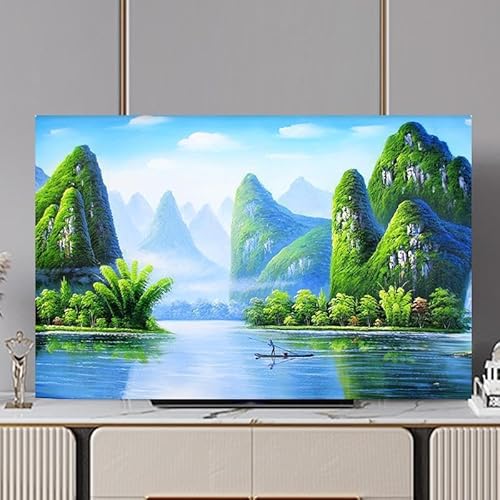 DOTBUY-SHOP TV-Staubschutz, 32-80 Zoll TV-Abdeckung Staubschutzhülle, Hülle Bezug für Fernsehen Schutzhülle mit 3D Landschaft Druck, Universal Fernseher Schutzhülle (Laker,65 inch) von DOTBUY-SHOP