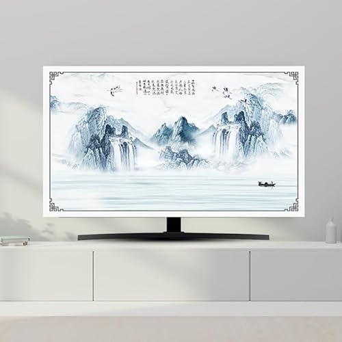 DOTBUY-SHOP TV-Staubschutz, 32-80 Zoll TV-Abdeckung Staubschutzhülle, Hülle Bezug für Fernsehen Schutzhülle mit Chinesischer, Hängend/Desktop Fernseher Schutzhülle (berg in tinte,45-48 inch) von DOTBUY-SHOP