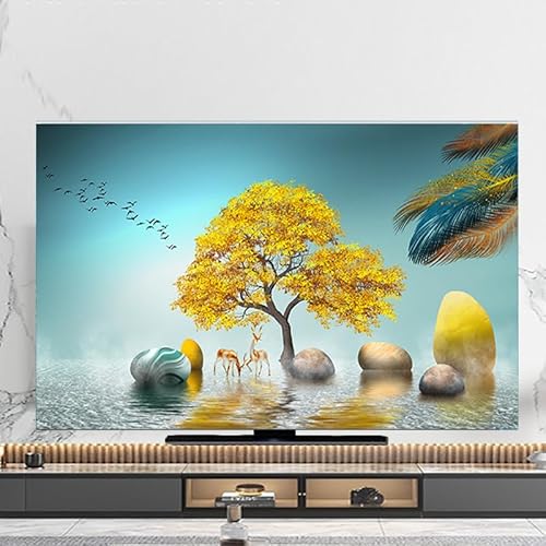 DOTBUY-SHOP TV-Staubschutz, 32-80 Zoll TV-Abdeckung Staubschutzhülle, Hülle Bezug für Fernsehen Schutzhülle mit Chinesischer Stil, Hängend/Desktop Fernseher Schutzhülle (Goldbaum,58-60 inch) von DOTBUY-SHOP