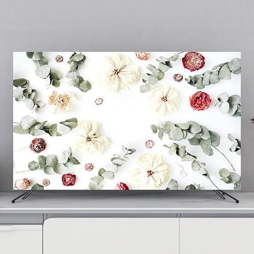 DOTBUY-SHOP TV-Staubschutz, 3D Leaf TV-Abdeckung Staubschutzhülle, Hülle Bezug für Fernsehen Schutzhülle 32-80 Zoll, Universal Fernseher Schutzhülle (Getrocknete Blumen,32 inch) von DOTBUY-SHOP