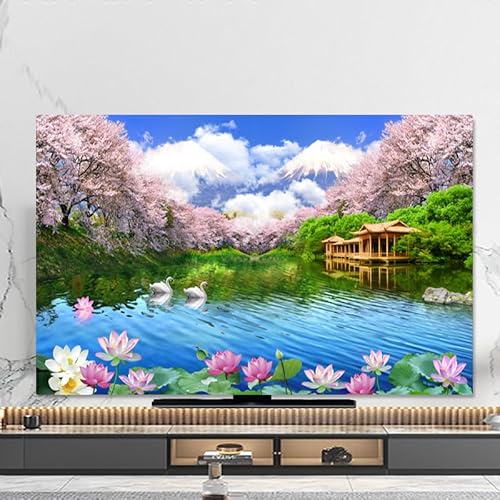 DOTBUY-SHOP TV-Staubschutz, 3D Schwan TV-Abdeckung Staubschutzhülle, Hülle Bezug für Fernsehen Schutzhülle 32-80 Zoll, Universal Fernseher Schutzhülle (Verschneiter Berg,49-52 inch) von DOTBUY-SHOP