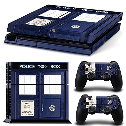 DOTBUY PS4 Skin Aufkleber Sticker Design Folie schützende Haut Schale für Sony Playstation 4 Konsole und 2 Dualshock Controller (Police Box) von DOTBUY