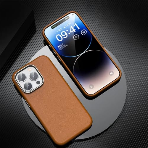 DOXNEE Magnetische Handyhülle aus Leder für iPhone 14 15 Pro Max mit Kameraschutz, schlanke, Matte, weiche, stoßfeste Hülle, braun, für iPhone 15 von DOXNEE