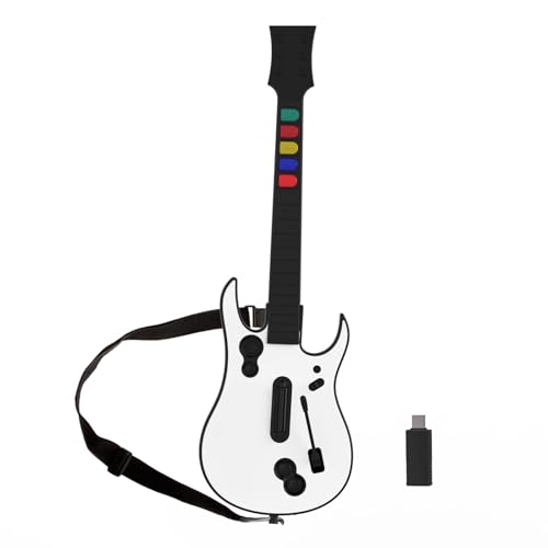 DOYO Gitarren Controller für PC und PS3 – Guitar Hero Gitarre mit Riemen, Ideal für Guitar Hero, Clone Hero und Rock Band Spiele – Hochwertiger Zubehör für Guitar Hero PS3 und PC (5 Tasten Weiß) von DOYO