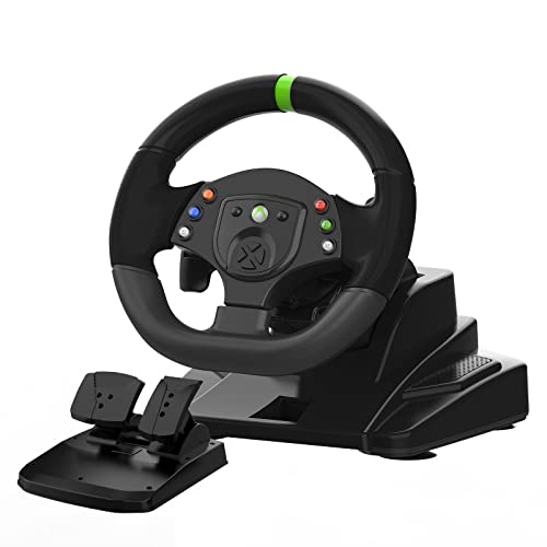 DOYO Xbox 360 Gaming Rennlenkrad 180° lenkräd Racing Steering Wheel mit Pedalen für Xbox 360, PC, Playstation 3, Android, Nintendo Switch Driving Force Lenkrad Lenkbereich für Rennspiele von DOYO
