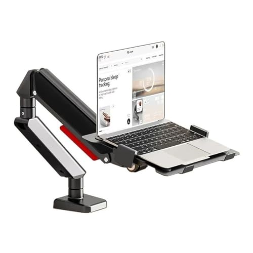 Monitor Halterung ﻿ Laptop-Halterung mit Verstellbarer Ablage for 10-17-Zoll-Notebooks, voll beweglicher Gasfeder-Halterungsarm for 17-32-Zoll-Monitore (zwischen 4,4 und 22,0 Pfund), C-Klemme und Öse von DQERHSHOZ