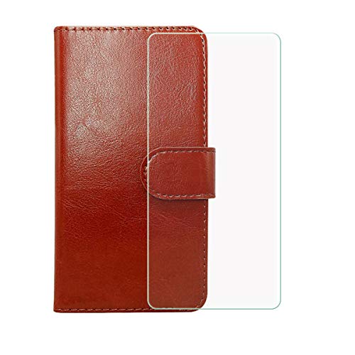 DQG Hülle für Vivo X Fold 2 (6.53"), Schutzhülle PU Leder + [Displayschutz Schutzfolie] - Flip mit Brieftasche Card Slot Kreditkarten Geldfächern Schale Case - Braun von DQG