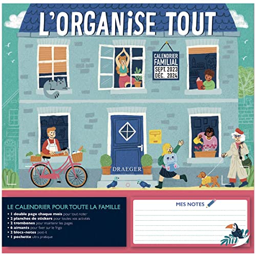 Draeger Paris – Familienkalender 2023-2024 – 28,5 x 28 cm – September 2023 bis Dezember 2024 – L'organise tout von DRAEGER