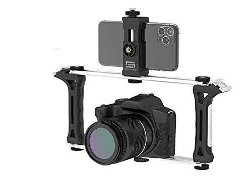 DREAMGRIP Evolution FRAME Universal Modular Video Rig Filming Case mit 2 stabilisierenden Griffen, 2 Schienen, 2 Smartphone-Halterungen, Stativadapter für iPhone 11, Samsung, Google Pixel, Huawei etc. von DREAMGRIP