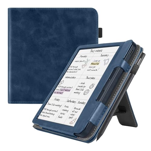 Standhülle kompatibel mit Kobo Libra Color 2024 Release 7 Zoll E-Reader, automatische Schlafabdeckung, Funda Capa mit Handhalter(Dark blue) von DRENGE