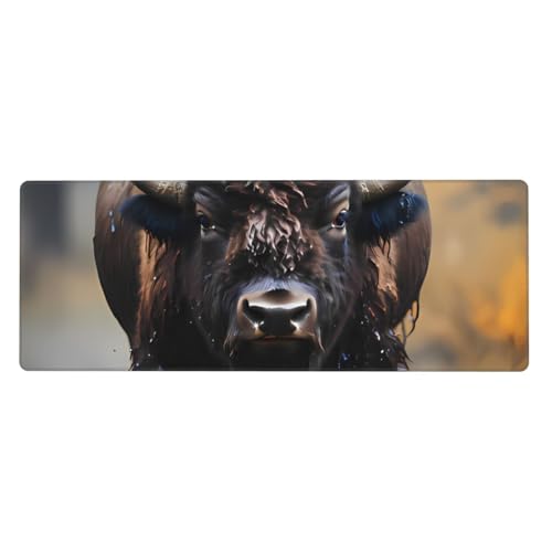 Nordamerikanisches Bison großes Gummi-Tastatur-Pad, rutschfeste und verschleißfeste Matte für Büro, Gaming, Lernen, Schreibtischmatte, Mauspad, 30 x 80 cm von DRGFCXE