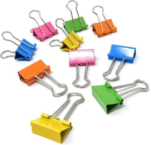 Bunte Mini-Metall-Binder-Clips, kleine Bulldogge, Foldback-Klammern zum Organisieren von Papieren, Dokumenten und Schreibwaren, 10 Stück (41 mm) von DRUT