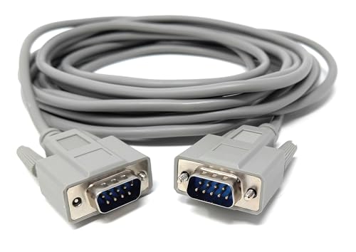 Serielles 9-poliges Stecker auf Stecker (DB9 auf DB9) – RS-232-Kabel für Computer, Monitor, EGA und serielle Konnektivität (VGA 9-polig) (5 m) von DRUT