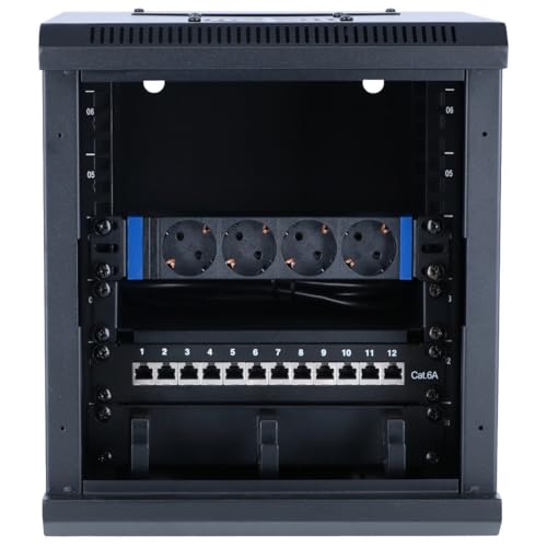 DSIT 10 Zoll Set: 6HE Netzwerkschrank zur Wandmontage – Fachboden – Steckdosenleiste – Kabelführungsleiste – CAT6A STP Patchpanel DSIT 10 Zoll Set: 6HE Netzwerkschrank zur Wandmontage – Fachboden – Steckdosenleiste – Kabelführungsleiste – CAT6A STP Patchpanel von DSIT