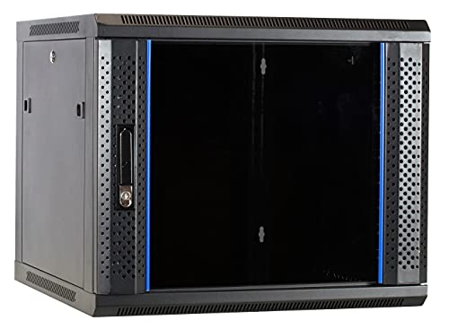 DSIT 9HE Serverschrank - 19 Zoll Wandgehäuse mit Glastür (BxTxH) 600 x 600 x 501mm - Schwarz - Abschließbar - Traglast 60 kg - Robuste Konstruktion von DSIT