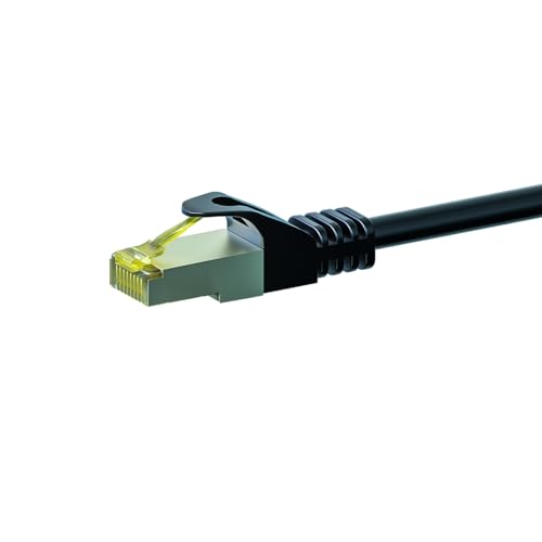 DSIT Danicom RJ45 Netzwerkkabel S/FTP (PiMF) - mit CAT 7 Rohkabel - Schwarz - 2m, POE, Ethernet, LAN, Patchkabel, Datenkabel, RJ45 - für Serverschränke, Switches, Router, Modems! von DSIT