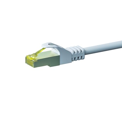 DSIT Danicom RJ45 Netzwerkkabel S/FTP (PiMF) - mit CAT 7 Rohkabel - Weiß - 5m, POE, Ethernet, LAN, Patchkabel, Datenkabel, RJ45, für Serverschränke, Switches, Router, Modems! von DSIT