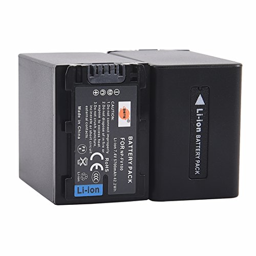 DSTE (2 Stück) Ersatz Batterie Akku kompatibel für Sony NP-FV100 DCR-SR15 SR21 SR68 SR88 SX15 SX21 SX44 SX45 SX63 SX65 SX83 SX85 HDR-CX105 CX110 CX115 Kamera von DSTE DE