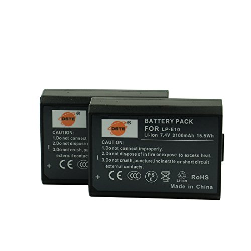 DSTE 2-Pack Ersatz Batterie Akku Kompatibel für Canon LP-E10 EOS 1100D 1200D 1300D Kiss X50 X70 Rebel T3 T5 Kamera von DSTE DE