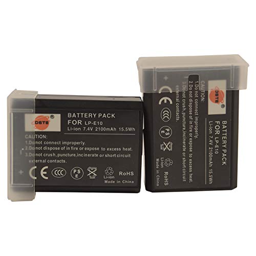 DSTE LP-E10 2-Pack Ersatz Batterie Akku Kompatibel für Canon EOS 1100D 1200D 1300D Kiss X50 X70 Rebel T3 T5 Kamera von DSTE DE