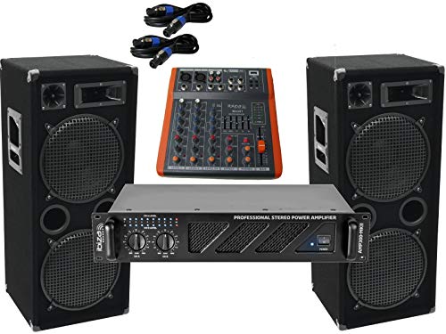 Das PA-SET 50 Power Ibiza Anlage DJ 3Wege 4 x 30 cm Bass USB Musikanlage 3000 W von DSX