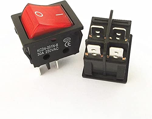 Mikroschalter Wippschalter KCD4 Spezial for Schweißmaschine 30A 250V Hochstrom 22 * ​​29 rotes Kupfer Wippschalter Netzschalter 4Pin Taste Elektrisches Zubehör(Color:1pcs 4pin Red) von DSXJEZNJ