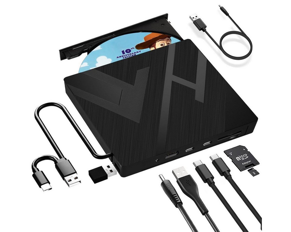 DTC GmbH Externes CD-DVD-Laufwerk mit USB 3.0 und Typ-C-DVD-Brenner DVD-Brenner von DTC GmbH