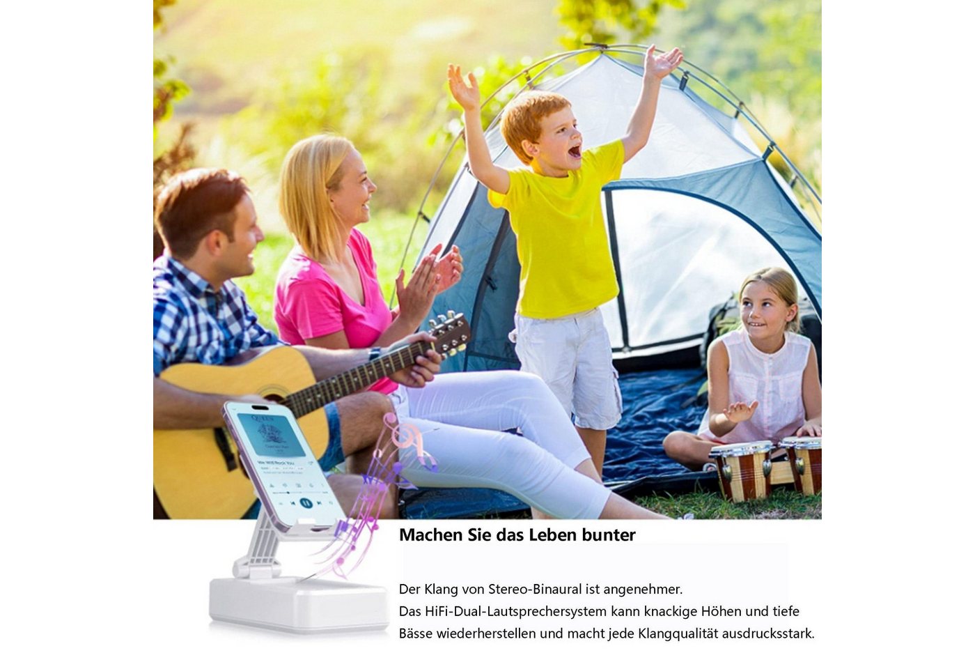 DTC GmbH Handyhalterung,Powerbank,Bluetooth-Lautsprecher, Halterung, (Multifunktionsständer Handy-Halterung, (Tablet-Ständer zum Aufladen von Mobiltelefonen und Abspielen von Musik) von DTC GmbH