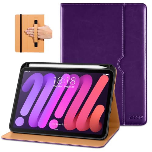 DTTO Schutzhülle für iPad Mini 7. / 6. Generation 8,3 Zoll 2024/2021, Premium Leder Business Folio Stand Cover für iPad Mini 7 (A17 Pro)/Mini 6 mit Stifthalter, mehrere Betrachtungswinkel, von DTTO