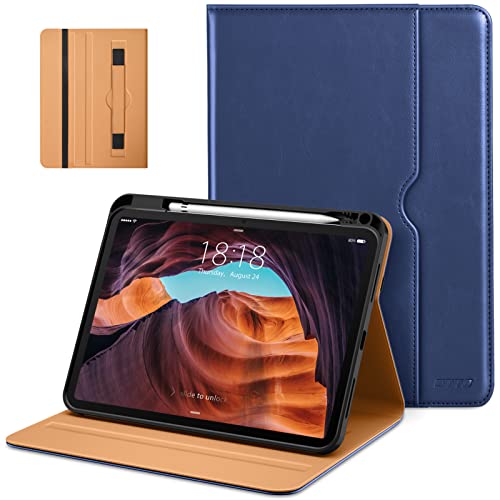 DTTO hülle für iPad 10. Generation 10,9 Zoll 2022, Premium Leder Business Folio Stand Schutzhülle mit Stifthalter – Auto Wake/Sleep und mehrere Betrachtungswinkel, Marineblau von DTTO