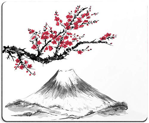 DUADELI Mauspad, Kirschblüten-Mauspad, Sakura und Japan Halterung Fuji Mauspad, Gaming-Mauspad, quadratisches, wasserdichtes Mauspad, rutschfeste Gummiunterseite, Mauspads für Büro, Laptop, Reisen von DUADELI