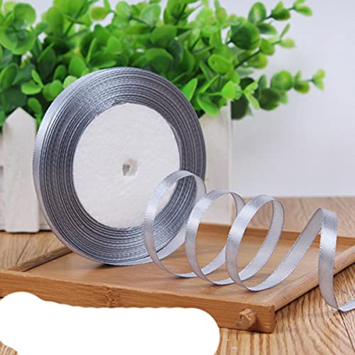 Geschenkverpackung Polyesterband, 6 mm 25 Yard Seidensatinband for Hochzeit, Party, Dekoration, Einladungskarte, Geschenkverpackung, Scrapbooking, Zubehör, Band for Nähen(Silver) von DUBTEDHOU