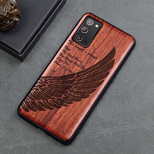 DUGROS Geschnitzte echte Hüllen für Samsung Galaxy S20 FE S21 Note 20 Ultra Note 10 S10 Plus Stoßfeste TPU-Schutzhülle, Engelsflügel (A17), für S20 FE von DUGROS