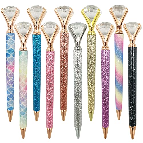 DUGYIRS 10 Stück Kristall Diamant Kugelschreiber Diamond Kugelschreiber Metall Kugelschreiber für Damen Kollegen Kinder ​Mädchen Geschenke von DUGYIRS