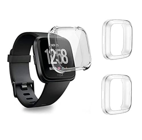 DULIPING 2 Stück Schutzhülle für Fitbit Versa 2 Hülle, Vollständige Abdeckung Weiche TPU Schutzfolie Kompatibel mit Fitbit Versa 2 Case, Transparent+Transparent von DULIPING