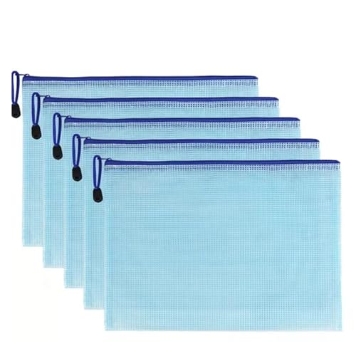 Dokumententasche 10 Stücke Mesh Mäppchen A4 A5 B5 Wasserdichte Langlebige Federmäppchen Aufbewahrungsbeutel Schule Bürobedarf Datei Reißverschluss Aufbewahrungsbeutel(Blue,29X20CM) von DUNSBY