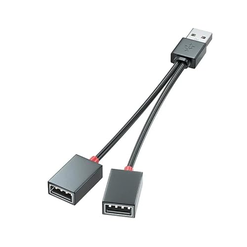 DUOBAGMA USB-Splitter-Y-Kabel, USB 2.0 A-Stecker auf 2 Dual-Buchsen-Verlängerungskabel, 30 cm, für Auto, Handy, Laptop usw. von DUOBAGMA