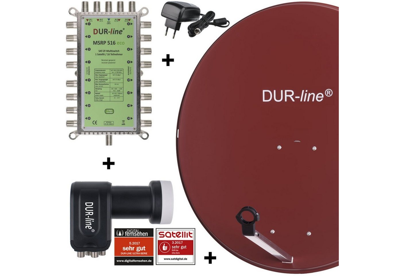 DUR-line DUR-line MDA 90 R 1S/16T Eco - 16 TN Multischalter Set Sat-Spiegel von DUR-line