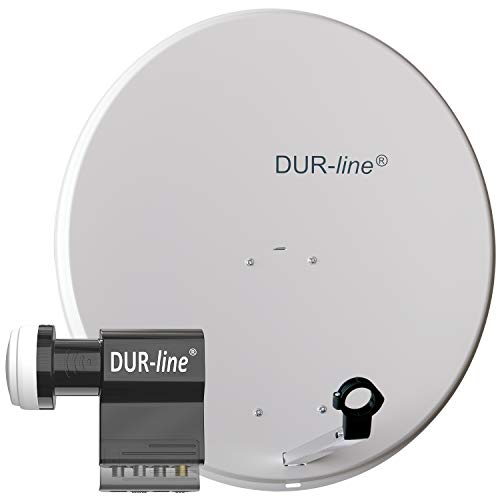 DUR-line MDA 80 Hellgrau - Digiatale 7 Teilnehmer Satellitenschüssel Komplett-Anlage mit UK 104 - Unicable LNB [Camping, Astra 19,2°, DVB-S/S2, Full HD, 4K, 3D] von DUR-line