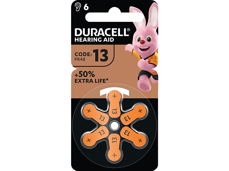 DURACELL DU EASY TAB 13 (PR48) Easy Tab Hörgerätebatterie, Zink-Luft von DURACELL