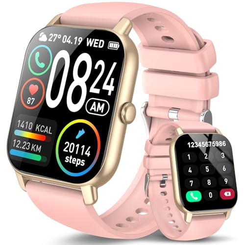 DUSONLAP Smartwatch Damen mit Bluetooth Anrufe, 1,85" Smart Watch, 110+Sportmodi Sportuhr, IP68 Wasserdicht Fitnessuhr mit Pulsmesser Schrittzähler Schlafmonitor für Android/iOS Rosa von DUSONLAP
