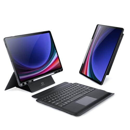 DUX DUCIS [DK Series Tastaturhülle, entworfen für Samsung Tab S9 Plus (X810/X816B), abnehmbares Touchpad, Bluetooth-Tastatur, Tablet, Lederhülle, Schwarz von DUX DUCIS