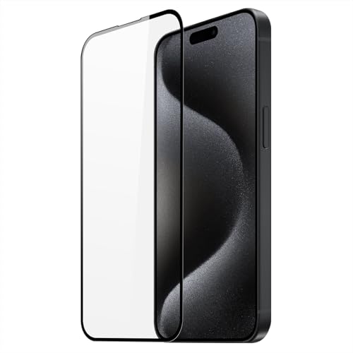 DUX DUCIS HJPOQZ 10D Displayschutzfolie aus gehärtetem Glas, entworfen für iPhone 15 Pro, mittlere Aluminiumoxid-Glasfolie, voller Kleber, HD, klar, Handy-Displayschutzfolie, Schwarz, 1 Stück von DUX DUCIS