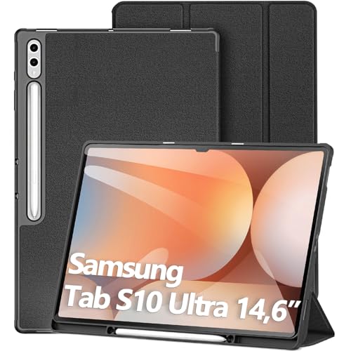 DUX DUCIS Hülle für Samsung Galaxy Tab S10 Ultra 14,6" 2024, Smart Case Cover Mit S Pen Halter, Schutzhülle mit Auto Schlaf/Wach für Galaxy Tab S10 Ultra, Schwarz von DUX DUCIS